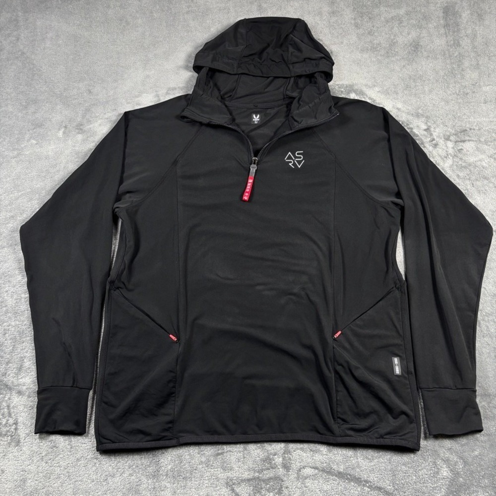 ASRV Hoodie Mens L Black DSG-0682 Training 1/4 Zip Performance Stretch Logo